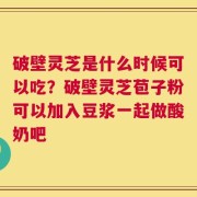 破壁灵芝是什么时候可以吃？破壁灵芝苞子粉可以加入豆浆一起做酸奶吧