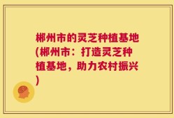 郴州市的灵芝种植基地(郴州市：打造灵芝种植基地，助力农村振兴)