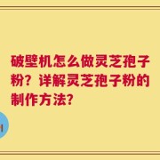 破壁机怎么做灵芝孢子粉？详解灵芝孢子粉的制作方法？