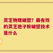 灵芝物理破壁？最有效的灵芝孢子粉破壁技术是什么