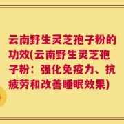 云南野生灵芝孢子粉的功效(云南野生灵芝孢子粉：强化免疫力、抗疲劳和改善睡眠效果)
