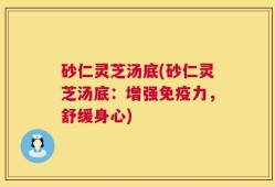 砂仁灵芝汤底(砂仁灵芝汤底：增强免疫力，舒缓身心)