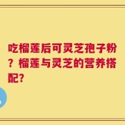 吃榴莲后可灵芝孢子粉？榴莲与灵芝的营养搭配？