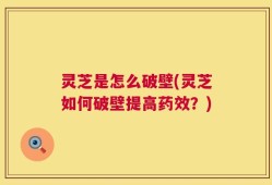 灵芝是怎么破壁(灵芝如何破壁提高药效？)