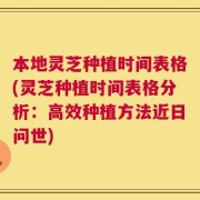 本地灵芝种植时间表格(灵芝种植时间表格分析：高效种植方法近日问世)