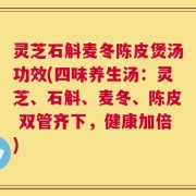 灵芝石斛麦冬陈皮煲汤功效(四味养生汤：灵芝、石斛、麦冬、陈皮 双管齐下，健康加倍)