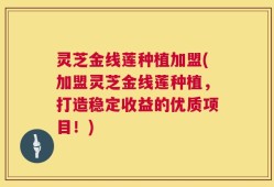 灵芝金线莲种植加盟(加盟灵芝金线莲种植，打造稳定收益的优质项目！)