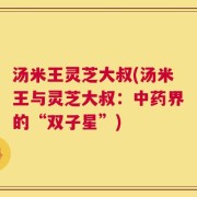 汤米王灵芝大叔(汤米王与灵芝大叔：中药界的“双子星”)
