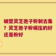 破壁灵芝孢子粉制古集？灵芝孢子粉碾压的好还是粉好