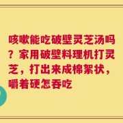 咳嗽能吃破壁灵芝汤吗？家用破壁料理机打灵芝，打出来成棉絮状，嚼着硬怎吞吃