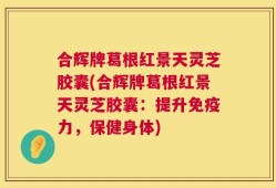 合辉牌葛根红景天灵芝胶囊(合辉牌葛根红景天灵芝胶囊：提升免疫力，保健身体)