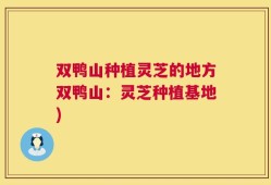 双鸭山种植灵芝的地方双鸭山：灵芝种植基地)