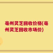 亳州灵芝回收价格(亳州灵芝回收市场价)