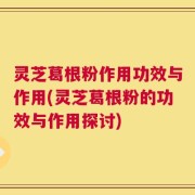 灵芝葛根粉作用功效与作用(灵芝葛根粉的功效与作用探讨)