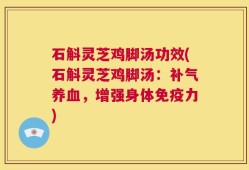 石斛灵芝鸡脚汤功效(石斛灵芝鸡脚汤：补气养血，增强身体免疫力)