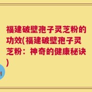 福建破壁孢子灵芝粉的功效(福建破壁孢子灵芝粉：神奇的健康秘诀)
