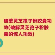 破壁灵芝孢子粉胶囊功效(破解灵芝孢子粉胶囊的惊人功效)