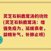 灵芝石斛鹿茸汤的功效(灵芝石斛鹿茸汤：增强免疫力，延缓衰老，益精补气，补肺止咳)
