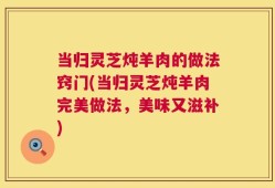 当归灵芝炖羊肉的做法窍门(当归灵芝炖羊肉完美做法，美味又滋补)