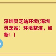 深圳灵芝站环境(深圳灵芝站：环境整洁，如新！)