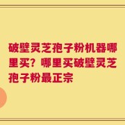 破壁灵芝孢子粉机器哪里买？哪里买破壁灵芝孢子粉最正宗