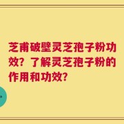 芝甫破壁灵芝孢子粉功效？了解灵芝孢子粉的作用和功效？