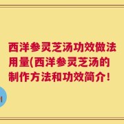 西洋参灵芝汤功效做法用量(西洋参灵芝汤的制作方法和功效简介！