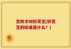 怎样才叫好灵芝(好灵芝的标准是什么？)