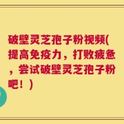 破壁灵芝孢子粉视频(提高免疫力，打败疲惫，尝试破壁灵芝孢子粉吧！)