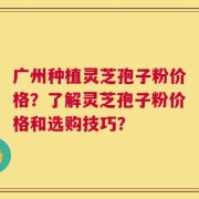广州种植灵芝孢子粉价格？了解灵芝孢子粉价格和选购技巧？