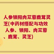 人参锁阳肉苁蓉鹿茸灵芝(中药材搭配与功效 人参、锁阳、肉苁蓉、鹿茸、灵芝)