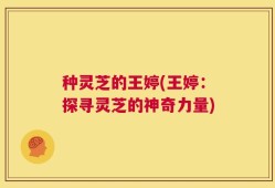 种灵芝的王婷(王婷：探寻灵芝的神奇力量)
