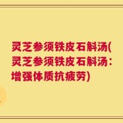 灵芝参须铁皮石斛汤(灵芝参须铁皮石斛汤：增强体质抗疲劳)