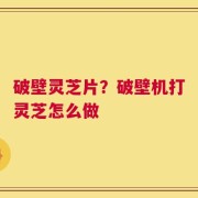 破壁灵芝片？破壁机打灵芝怎么做