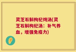 灵芝石斛枸杞炖汤(灵芝石斛枸杞汤：补气养血，增强免疫力)