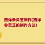 西洋参灵芝制作(西洋参灵芝的制作方法)