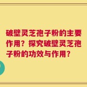 破壁灵芝孢子粉的主要作用？探究破壁灵芝孢子粉的功效与作用？