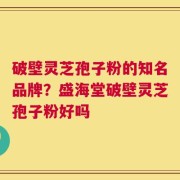 破壁灵芝孢子粉的知名品牌？盛海堂破壁灵芝孢子粉好吗