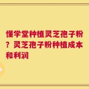 懂学堂种植灵芝孢子粉？灵芝孢子粉种植成本和利润