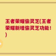 王者荣耀偷灵芝(王者荣耀新增偷灵芝功能！)
