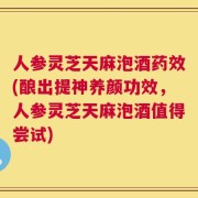 人参灵芝天麻泡酒药效(酿出提神养颜功效，人参灵芝天麻泡酒值得尝试)