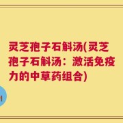 灵芝孢子石斛汤(灵芝孢子石斛汤：激活免疫力的中草药组合)
