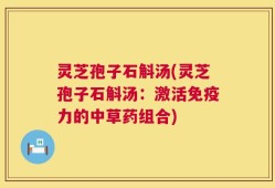 灵芝孢子石斛汤(灵芝孢子石斛汤：激活免疫力的中草药组合)