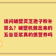 请问破壁灵芝孢子粉补肾么？破壁机做出来的五谷豆浆真的很营养吗