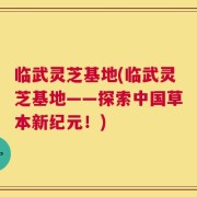 临武灵芝基地(临武灵芝基地——探索中国草本新纪元！)