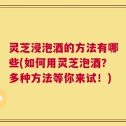 灵芝浸泡酒的方法有哪些(如何用灵芝泡酒？多种方法等你来试！)