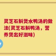 灵芝石斛煲水鸭汤的做法(灵芝石斛鸭汤，营养煲出好滋味)