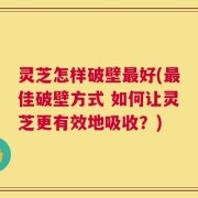 灵芝怎样破壁最好(最佳破壁方式 如何让灵芝更有效地吸收？)