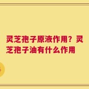 灵芝孢子原液作用？灵芝孢子油有什么作用