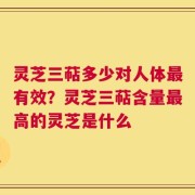 灵芝三萜多少对人体最有效？灵芝三萜含量最高的灵芝是什么